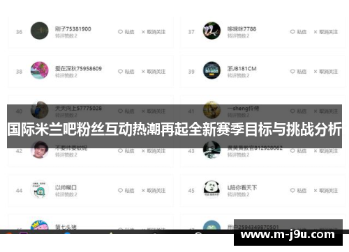 国际米兰吧粉丝互动热潮再起全新赛季目标与挑战分析 国际米兰吧粉丝互动热潮再起全新赛季目标与挑战分析