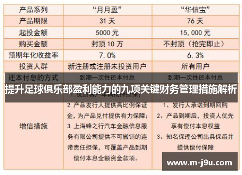 提升足球俱乐部盈利能力的九项关键财务管理措施解析 提升足球俱乐部盈利能力的九项关键财务管理措施解析